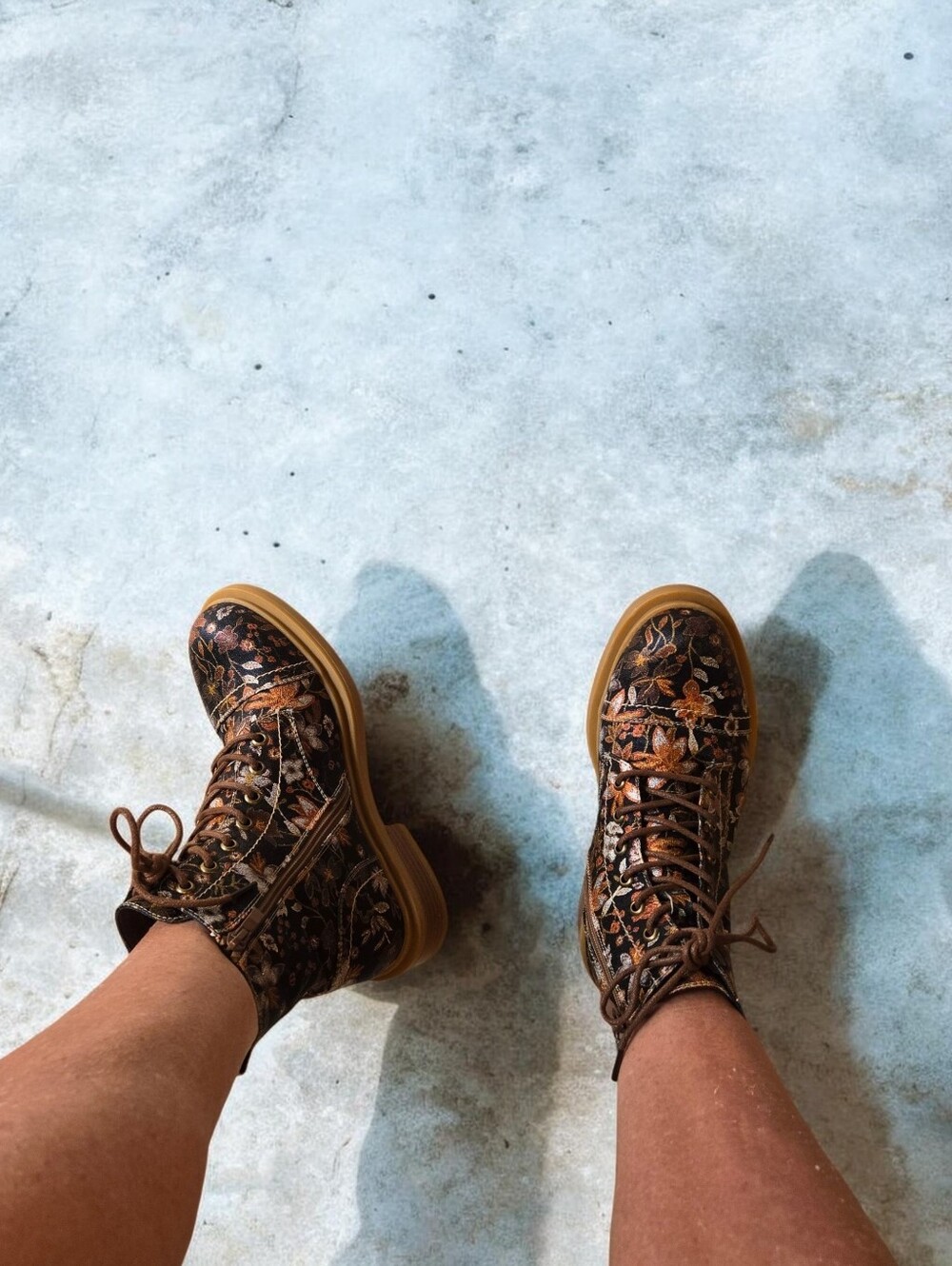 JJ Floral Lace Up Combat Boots Size 38 - 7.5 - Picture 3 of 9